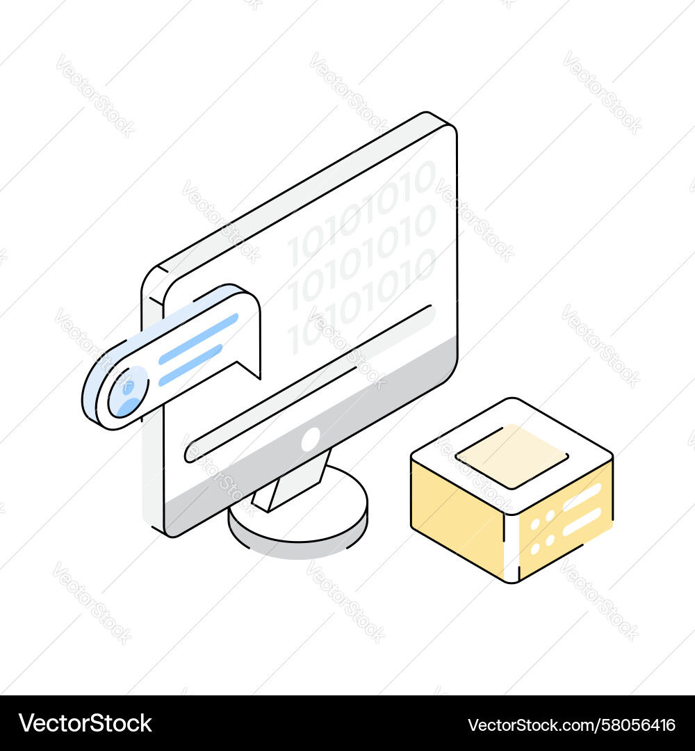 Binary Code Isometric Vector Image