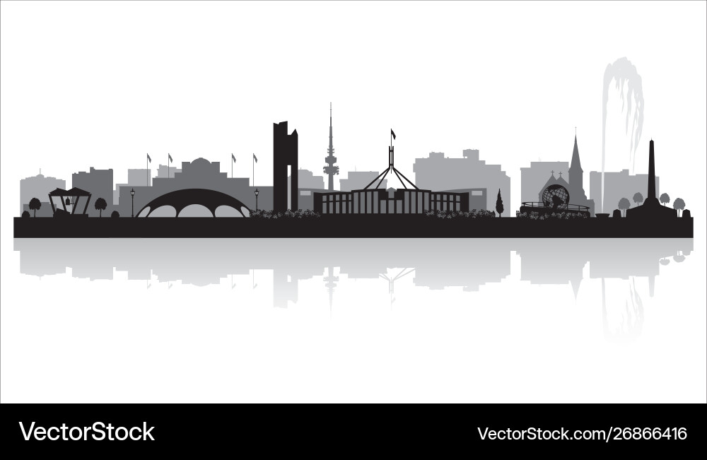 Canberra City Skyline Silhouette Vector Image