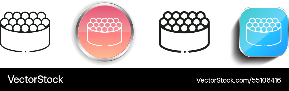 Ikura sushi icon thin linear regular and button Ikura sushi icon thin linear regular and button vector image