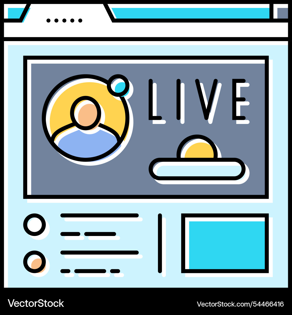 Live streaming virtual conference color icon Live streaming virtual conference color icon vector image
