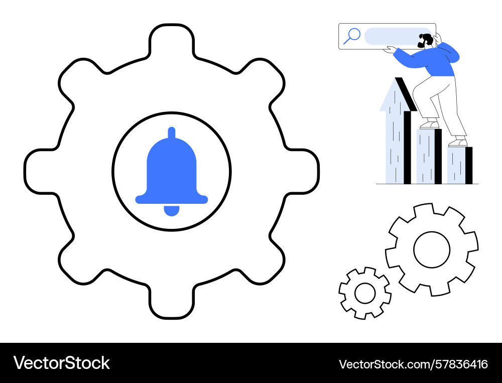 Notification settings and search optimization vector image