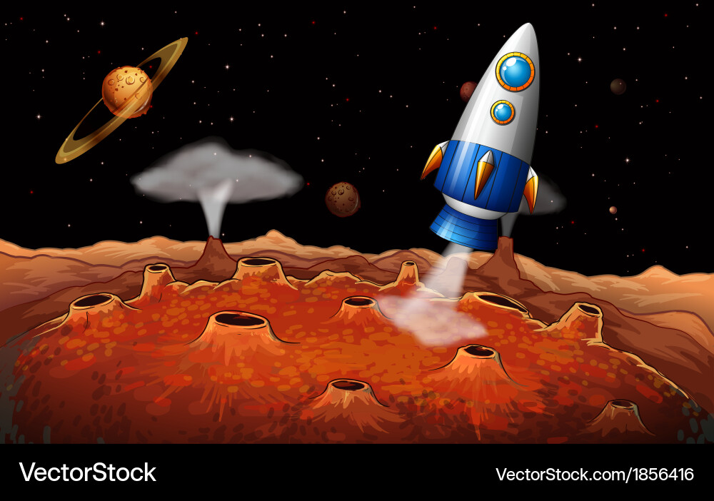 Rocket in Outer Space vector image