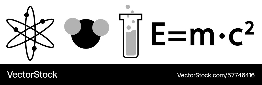 Set of science concepts icons atomic model vector image