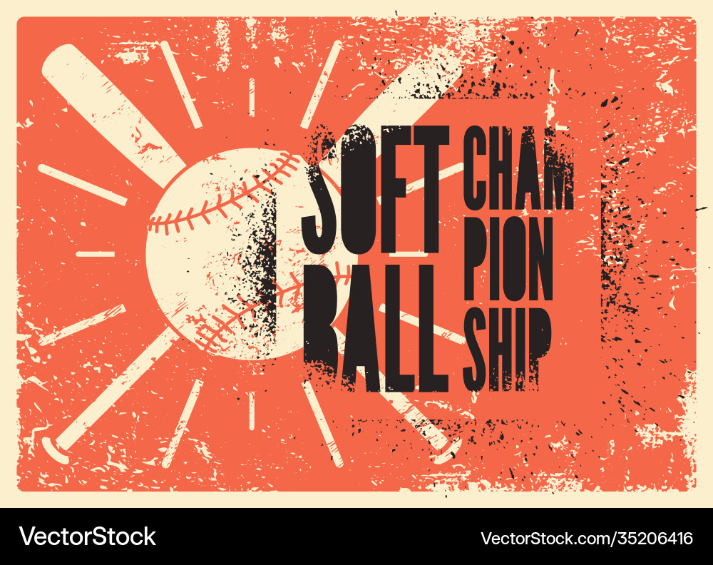 Softball-Meisterschaft Vintage Grunge Stil Poster Softball-Meisterschaft Vintage Grunge Stil Poster vektorbild