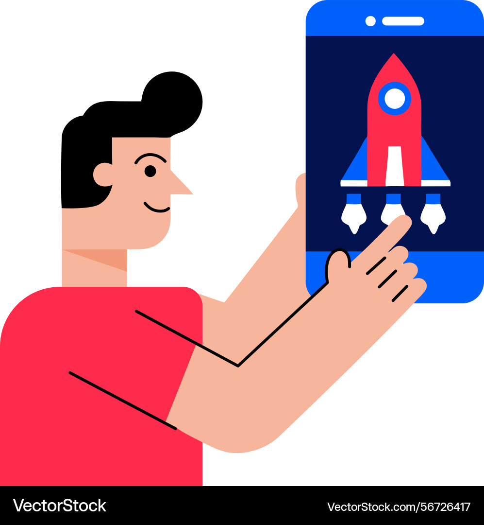 A character optimizing app in flat st vector image