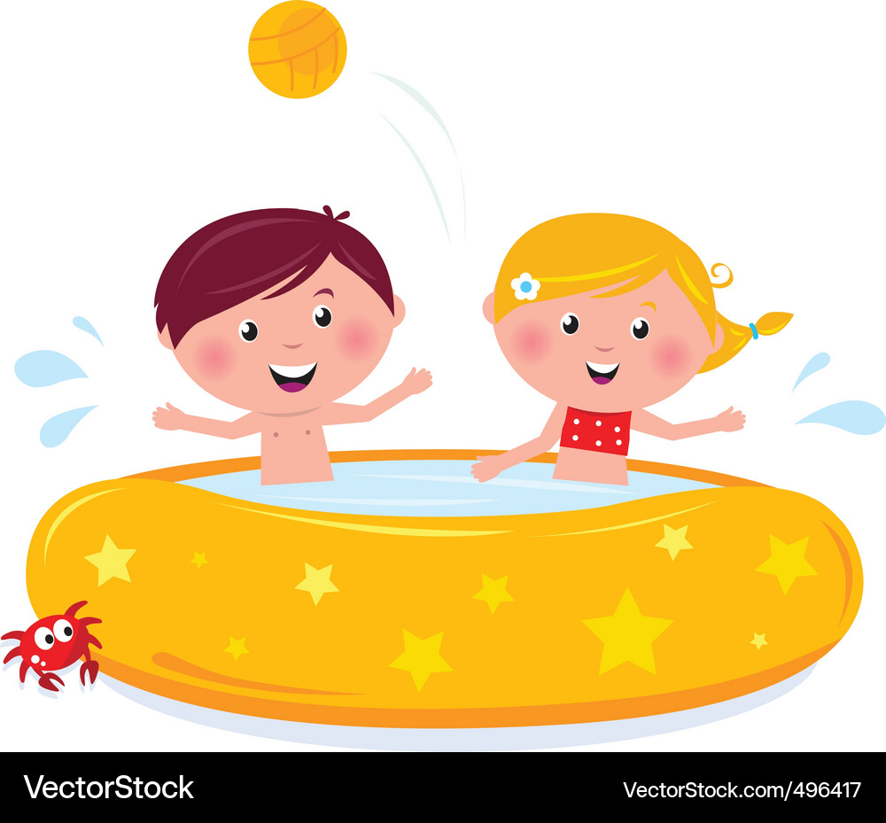 Children Enjoying a Summer Pool Day Vector Image
