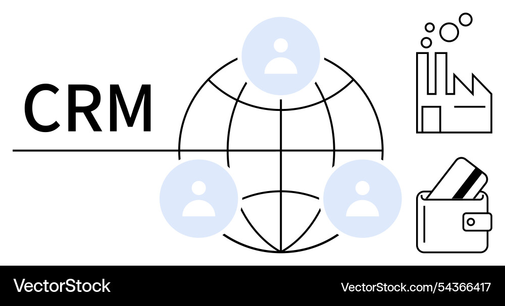 Crm system global network with connected users Crm system global network with connected users vector image