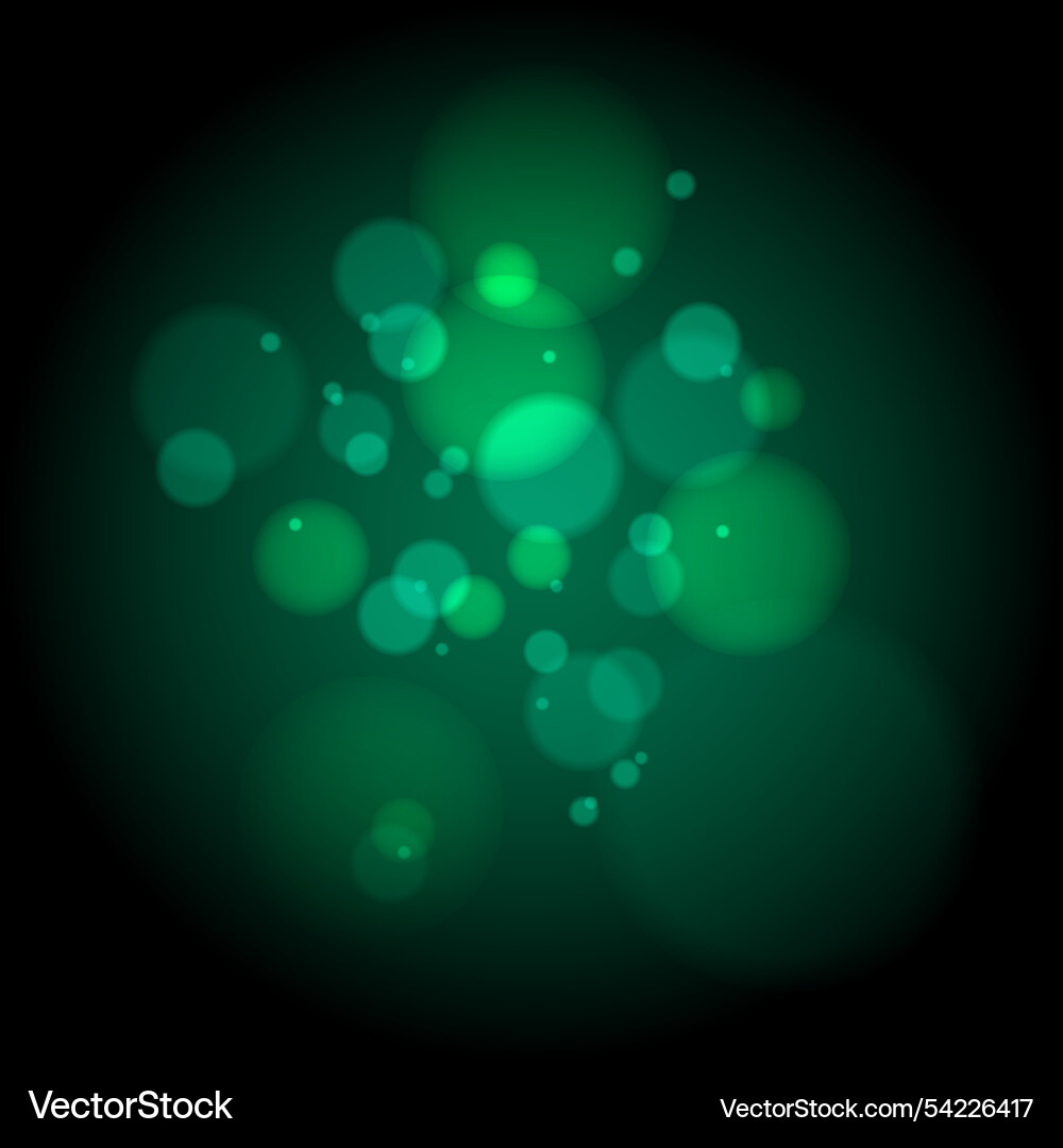 Green gradient background with bokeh template vector image