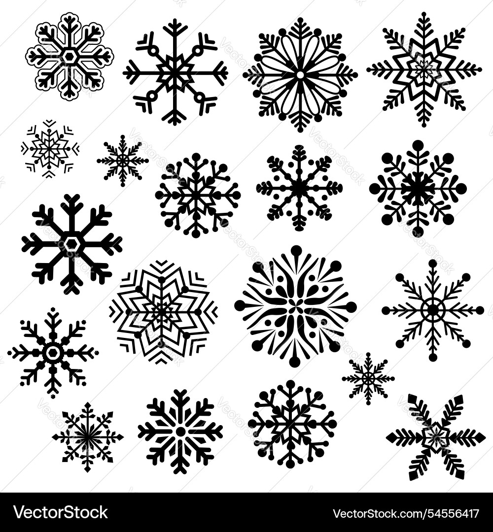 Snowflake Icon Set - Isolated Elements vector image