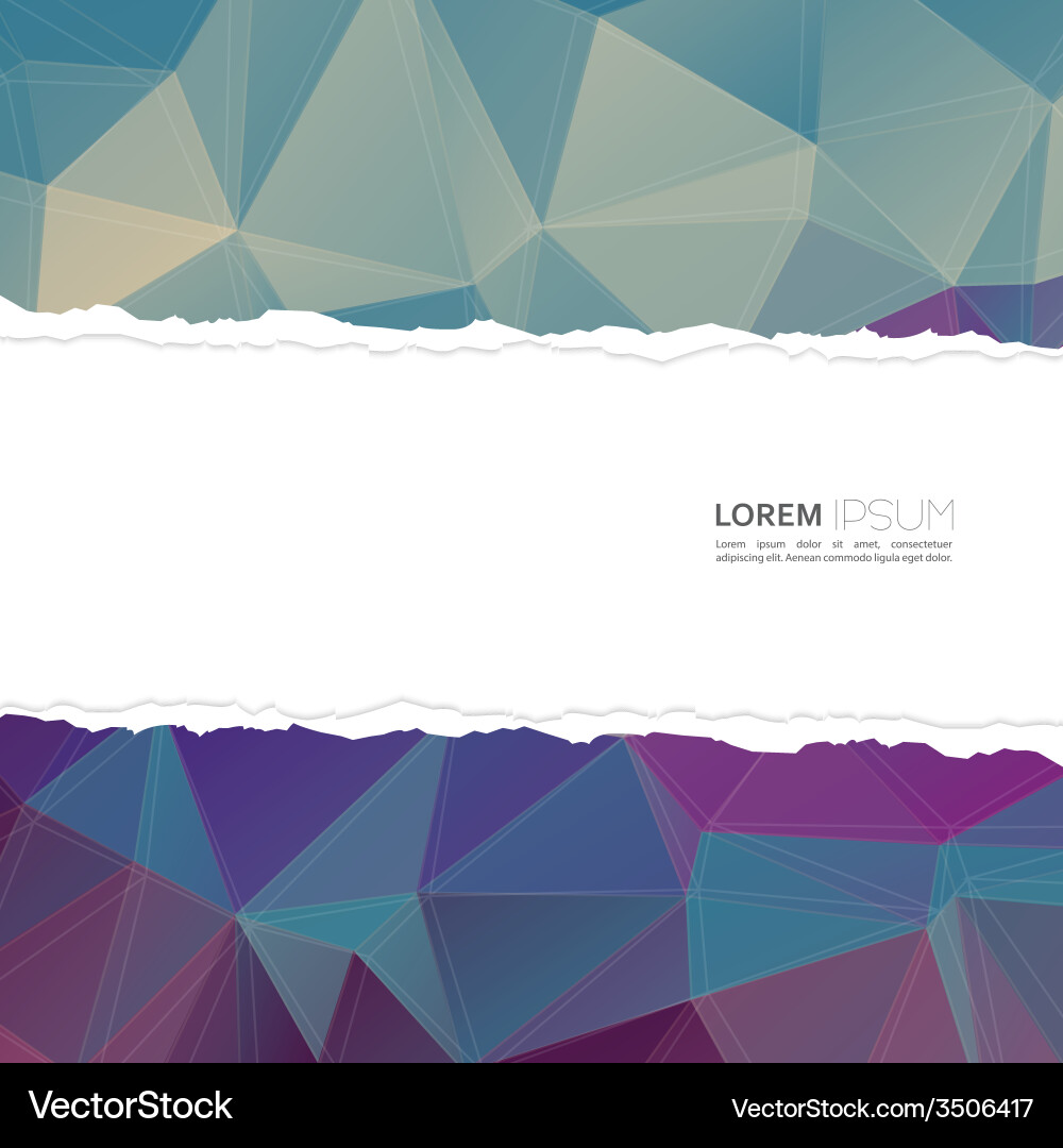 Torn paper with triangles and polygon mesh vector image