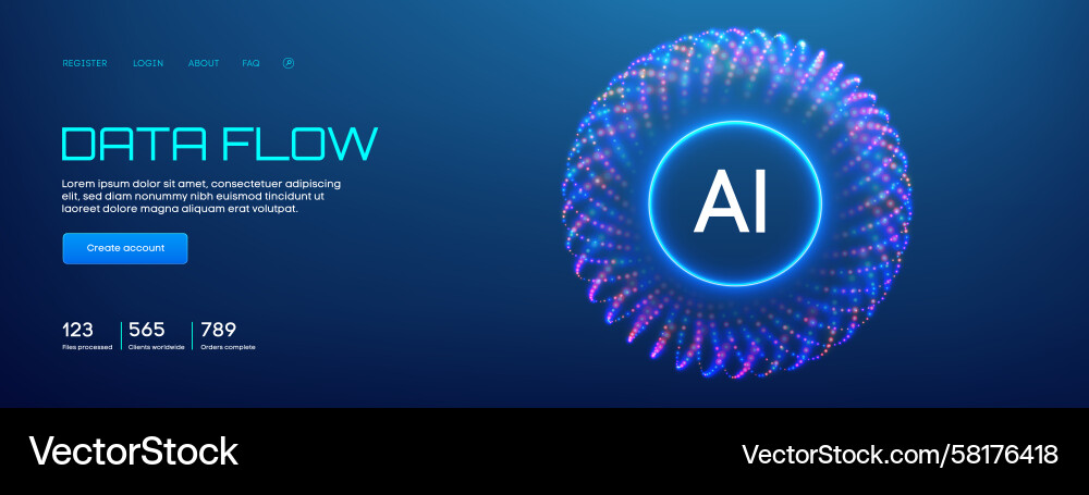 AI Data Flow Background Vector Image