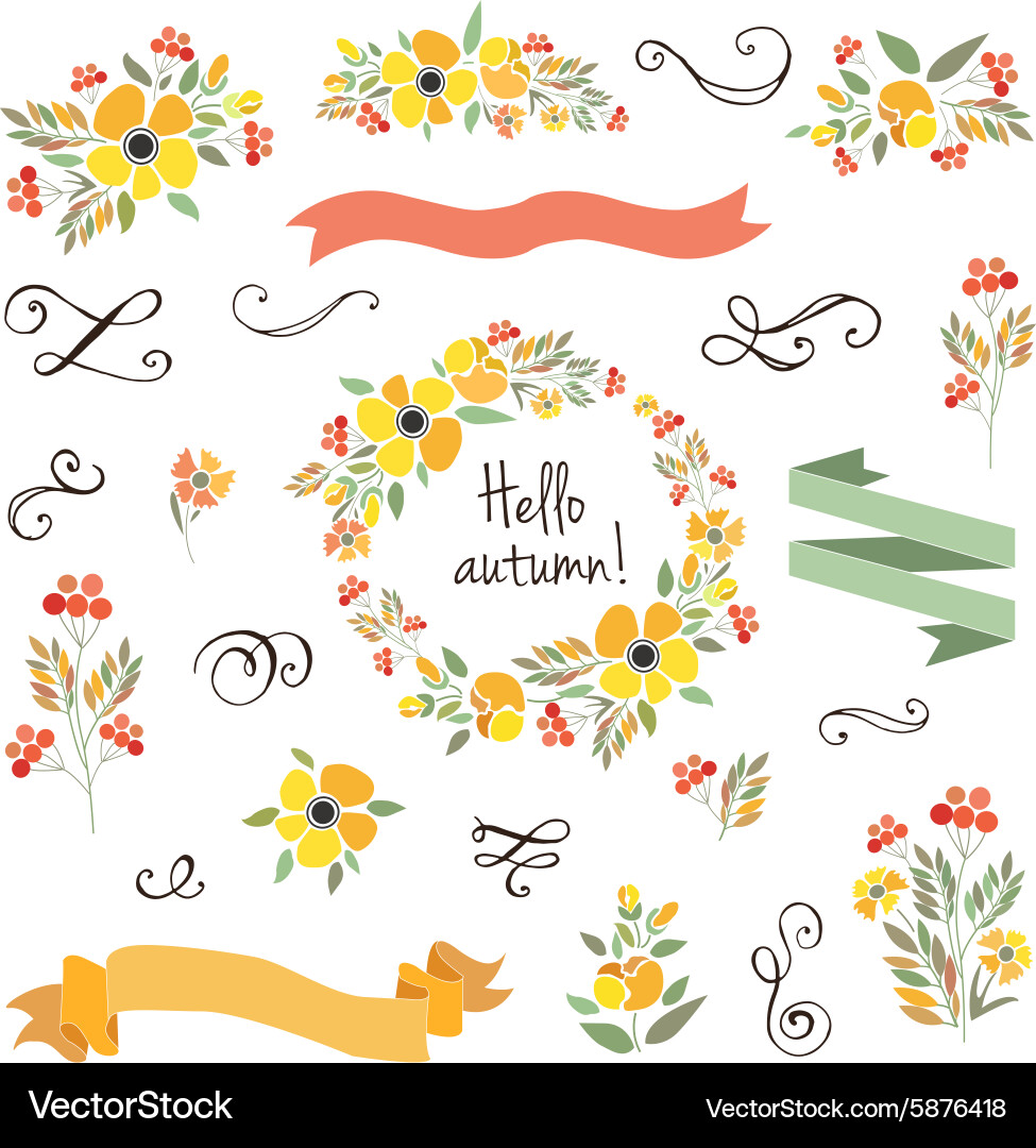 Autumn Floral Wreath Vector Image