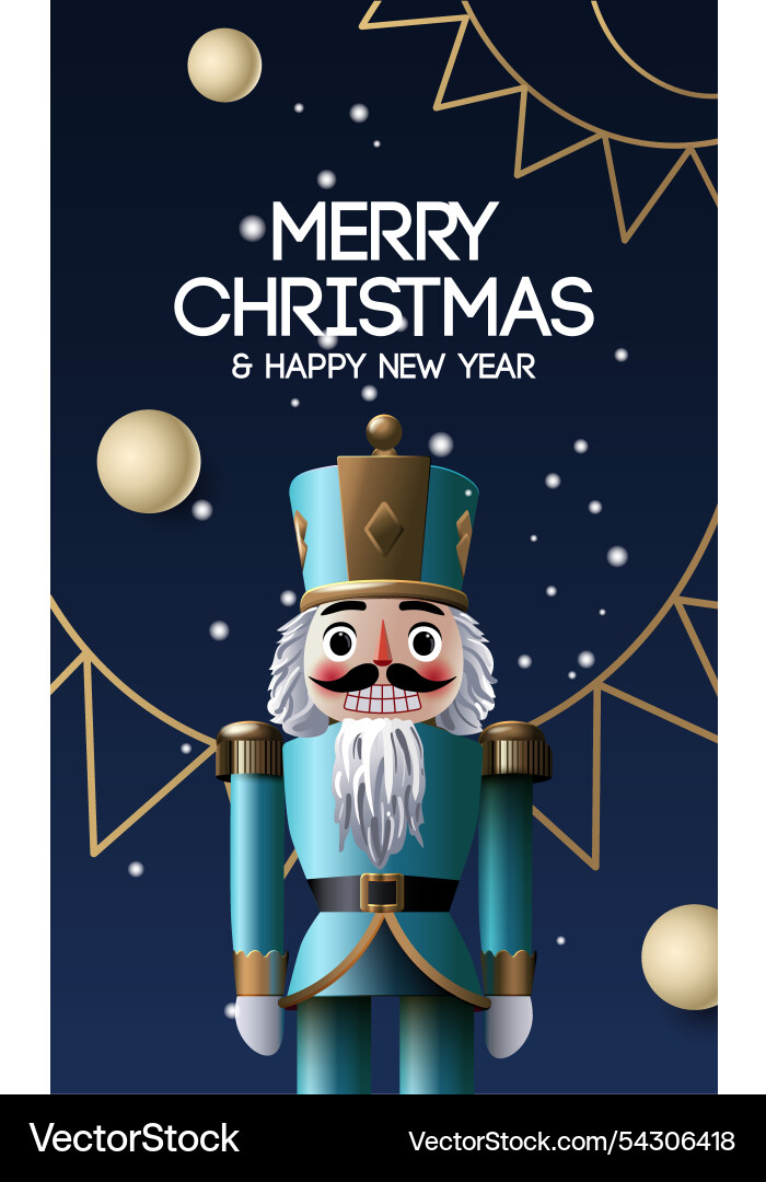 Christmas poster with cute nutcracker xmas Christmas poster with cute nutcracker xmas vector image