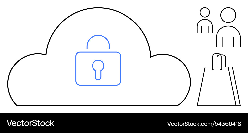 Cloud security concept with lock users Vector Image