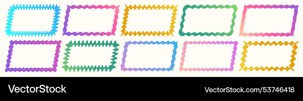 Cloudy wave curve edge borders set Cloudy wave curve edge borders set vector image
