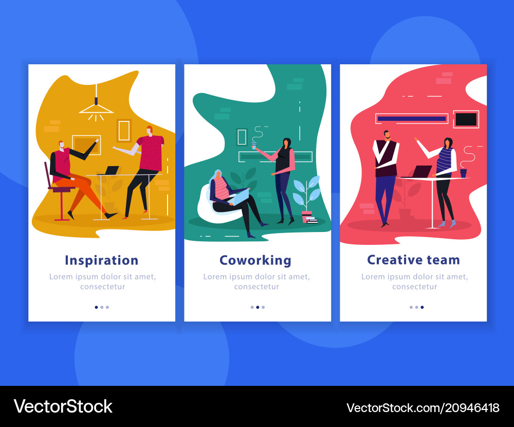 Coworking flat vertical banners vector image