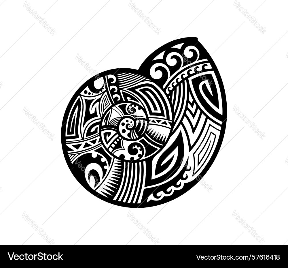 Snail shell maori tribal animal tattoo or print Snail shell maori tribal animal tattoo or print Vector Image
