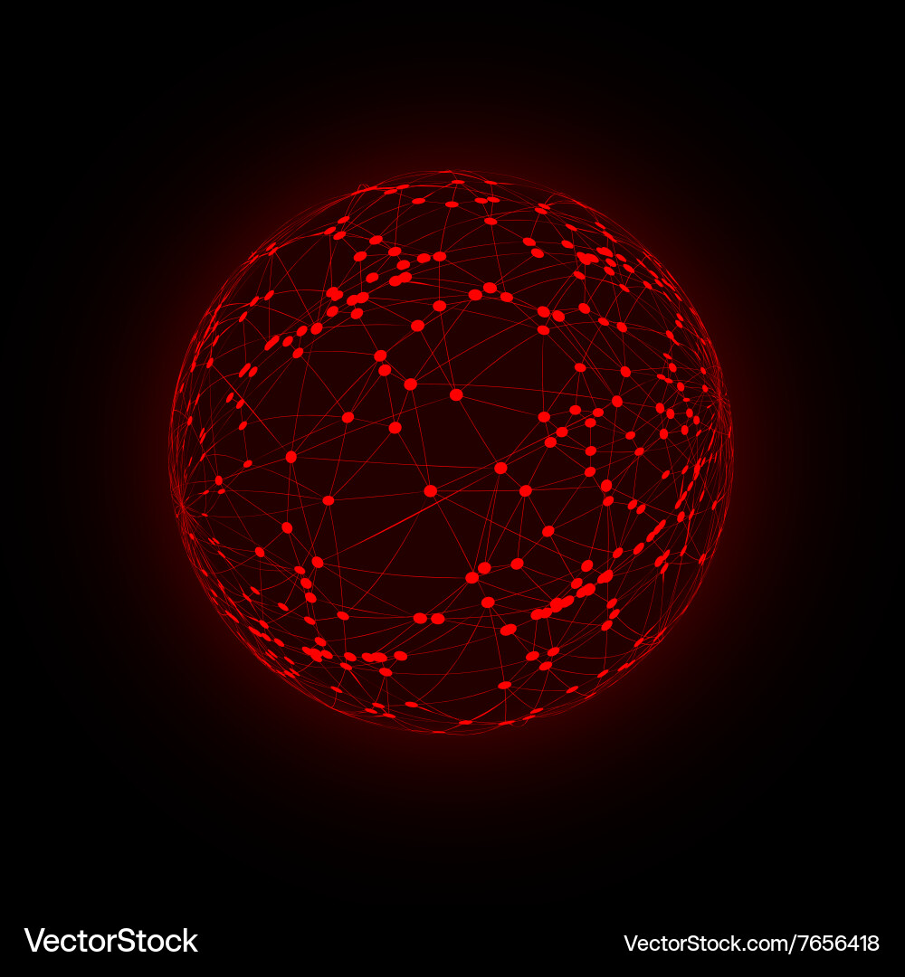 Sphere with connected lines and dots wireframe vector image