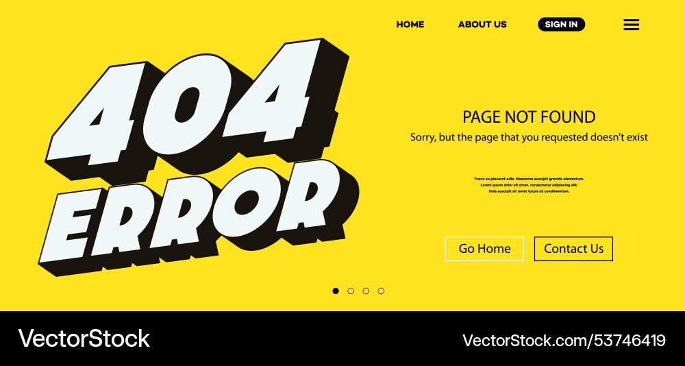 404 error page not found web site template 404 error page not found web site template vector image