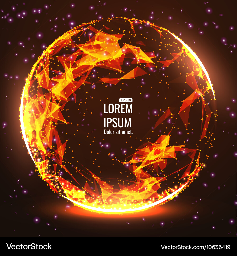 Abstract 3d illuminated distorted mesh sphere vector image