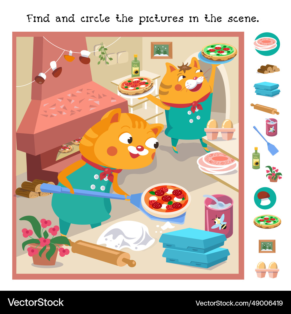 Find and circle hidden objects educational game Find and circle hidden objects educational game vector image
