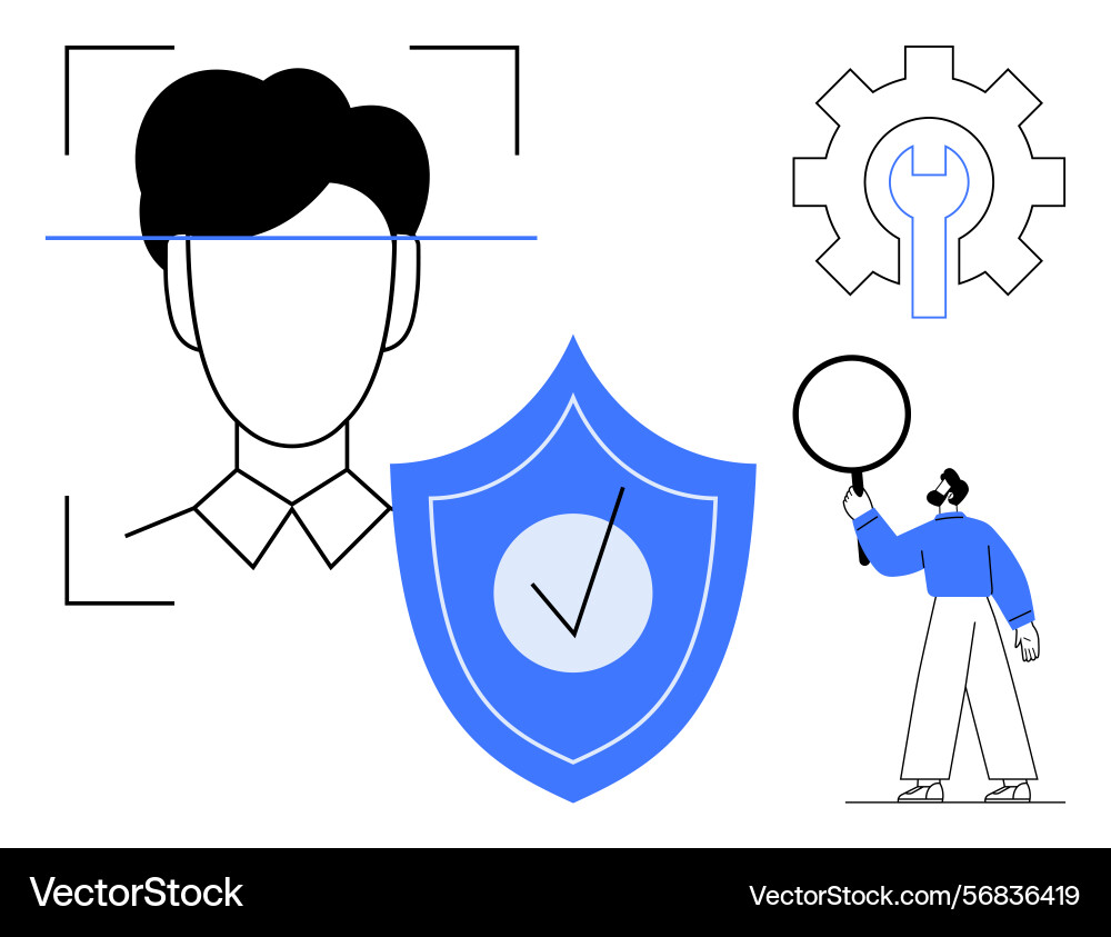 Identity verification concept with face scan Identity verification concept with face scan Vector Image