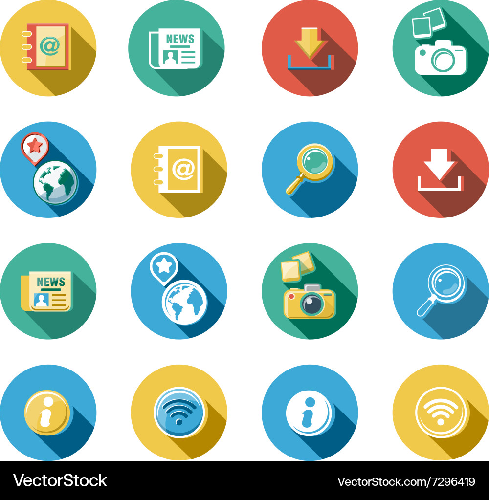 Internet and web flat icons set Vector Image