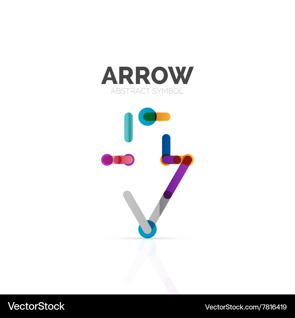 Linear arrow abstract logo connected multicolored Vector Image