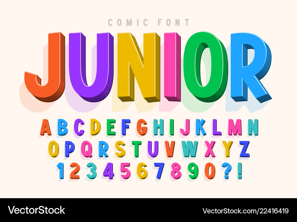 Playful 3D Alphabet Font Vector Image