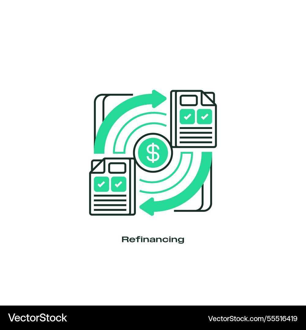 Refinancing line icon linear style sign Vector Image