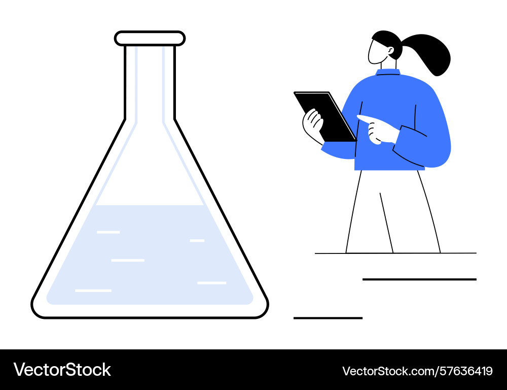Scientist analyzing laboratory experiment data Vector Image