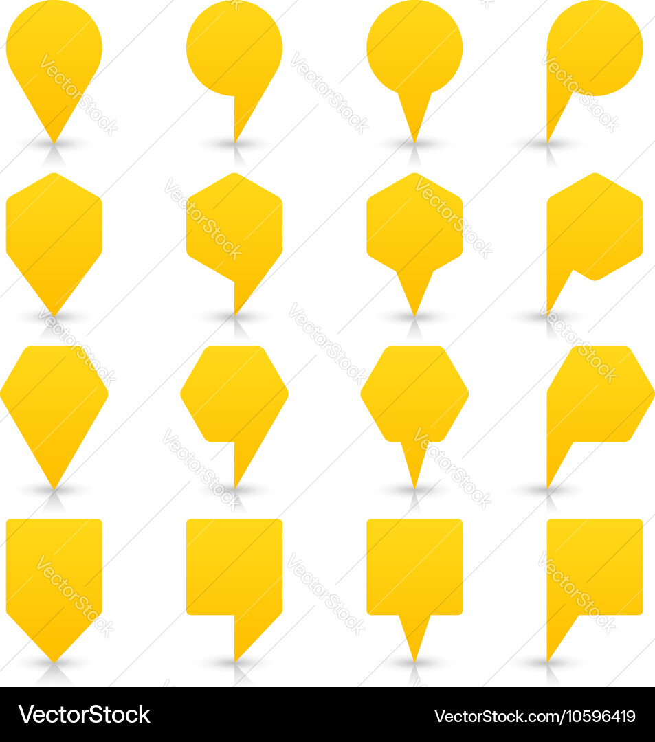 Yellow map pin sign flat location icon web button Vector Image