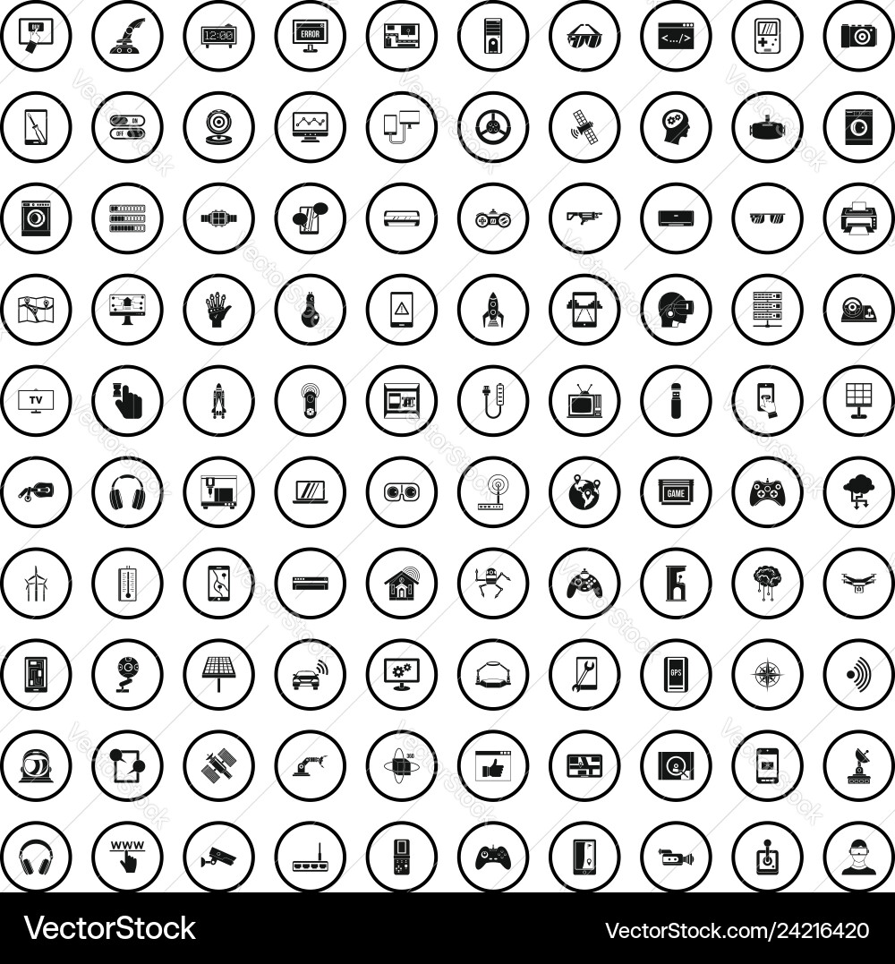 100 software development icons set simple style 100 software development icons set simple style vector image