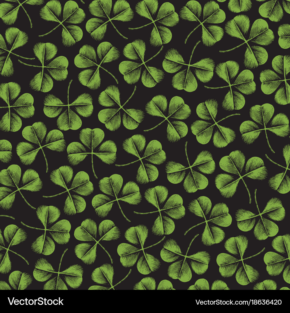 Background pattern with clover three leaf vector image