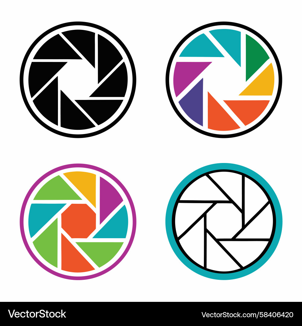 Camera Aperture Icons - Circular Selection Vector Image