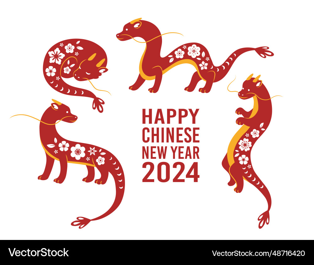 Chinese dragons set Chinese dragons set vector image