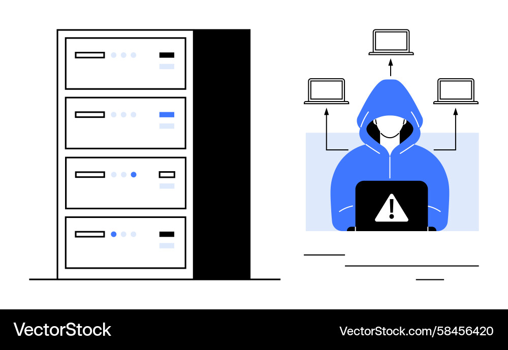 Cybersecurity Threat with Hacker Vector Image