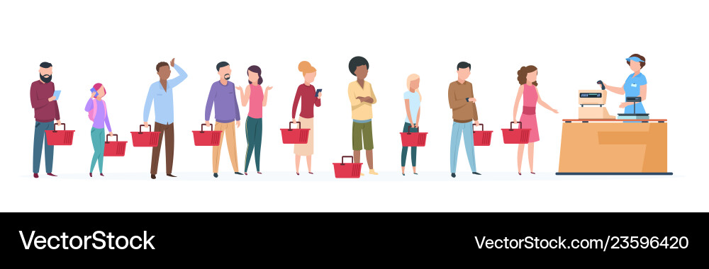 People Waiting in a Queue Vector Image