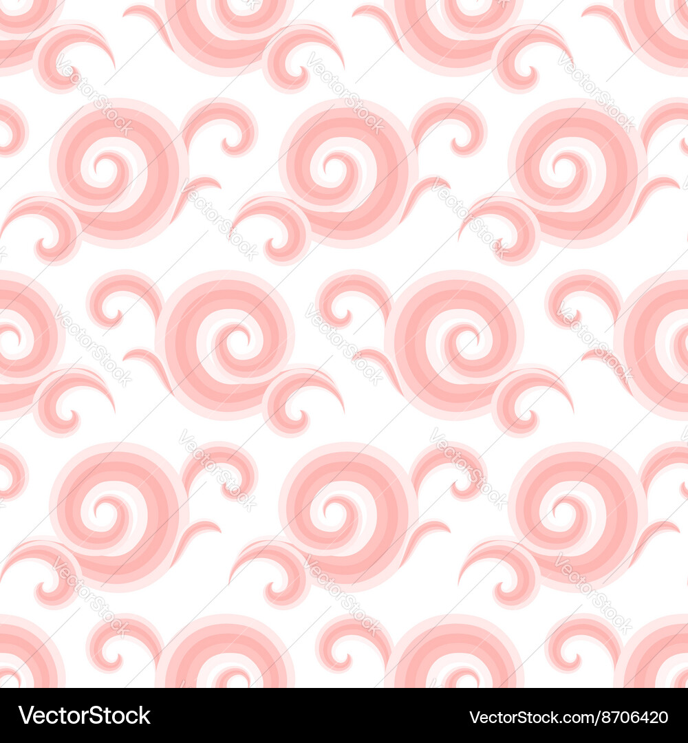 Pink Curl & Swirl Seamless Pattern Vector Image