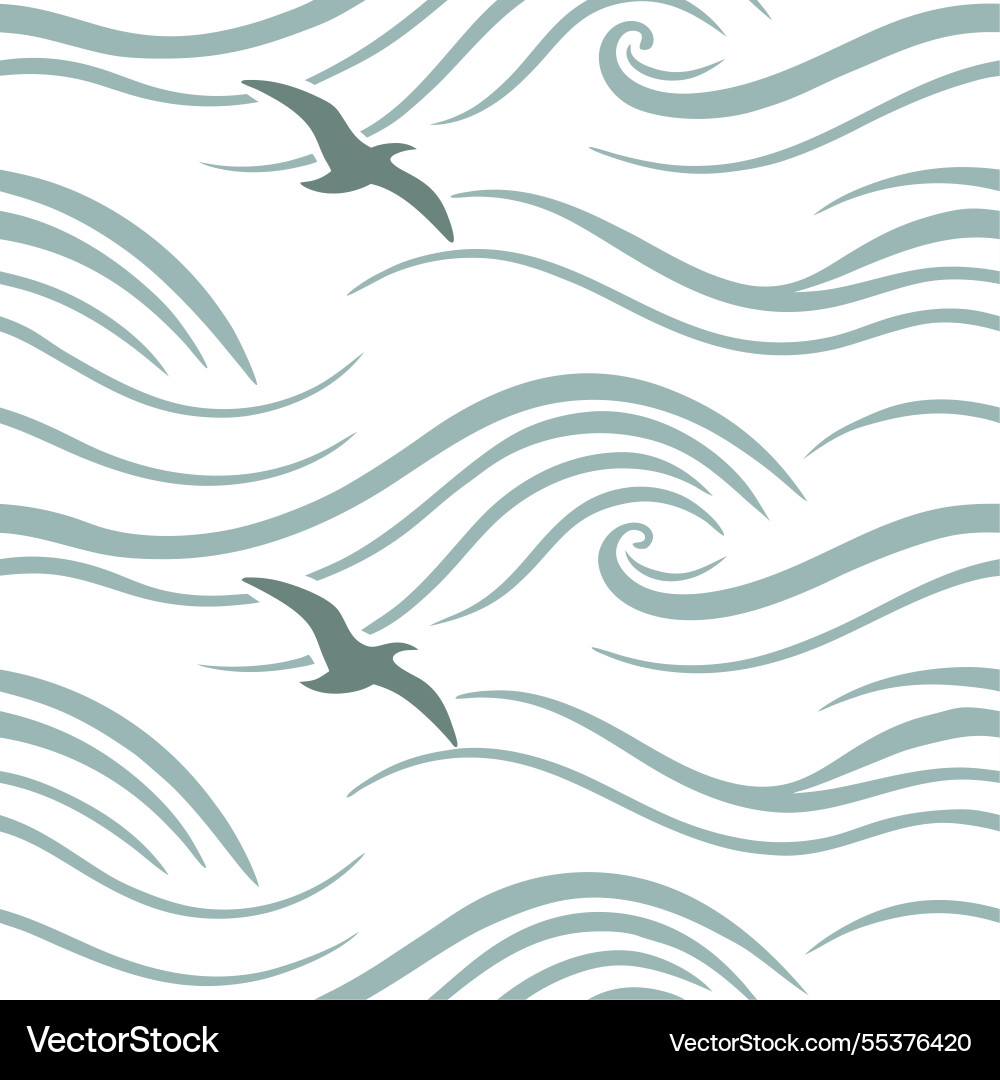 Subtle summer waves seamless pattern with soft vector image