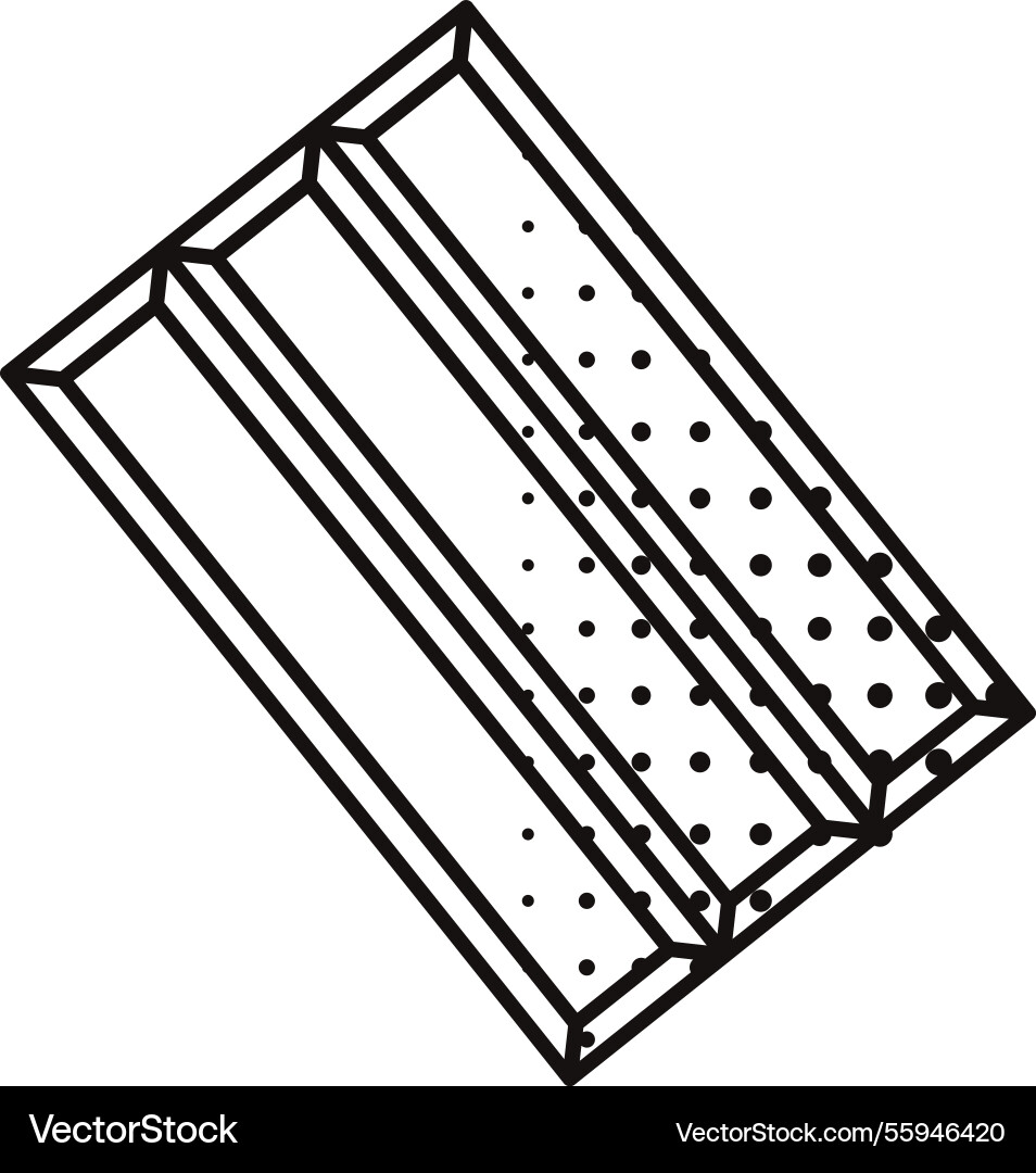 Three segment chocolate bar in isometric outline Vector Image