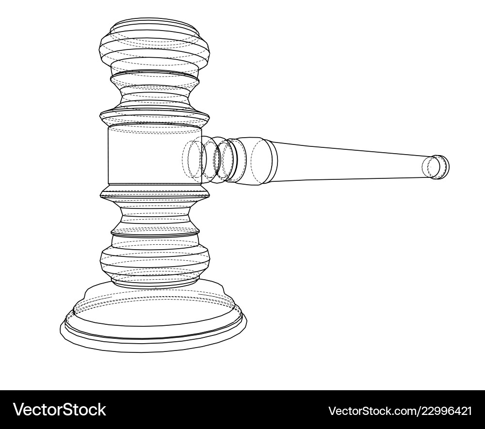 3d outline gavel rendering of Vector Image