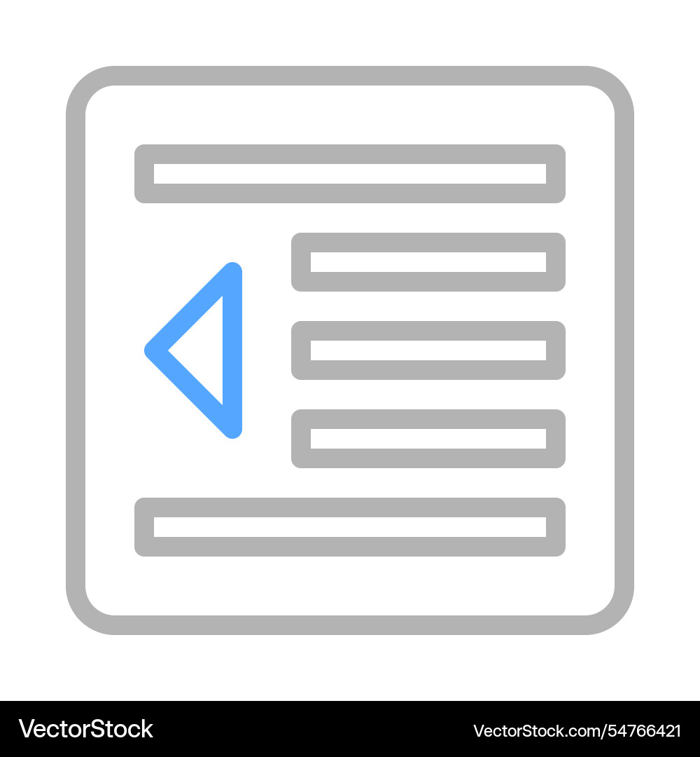 Indent left icon concept of text formatting Indent left icon concept of text formatting vector image