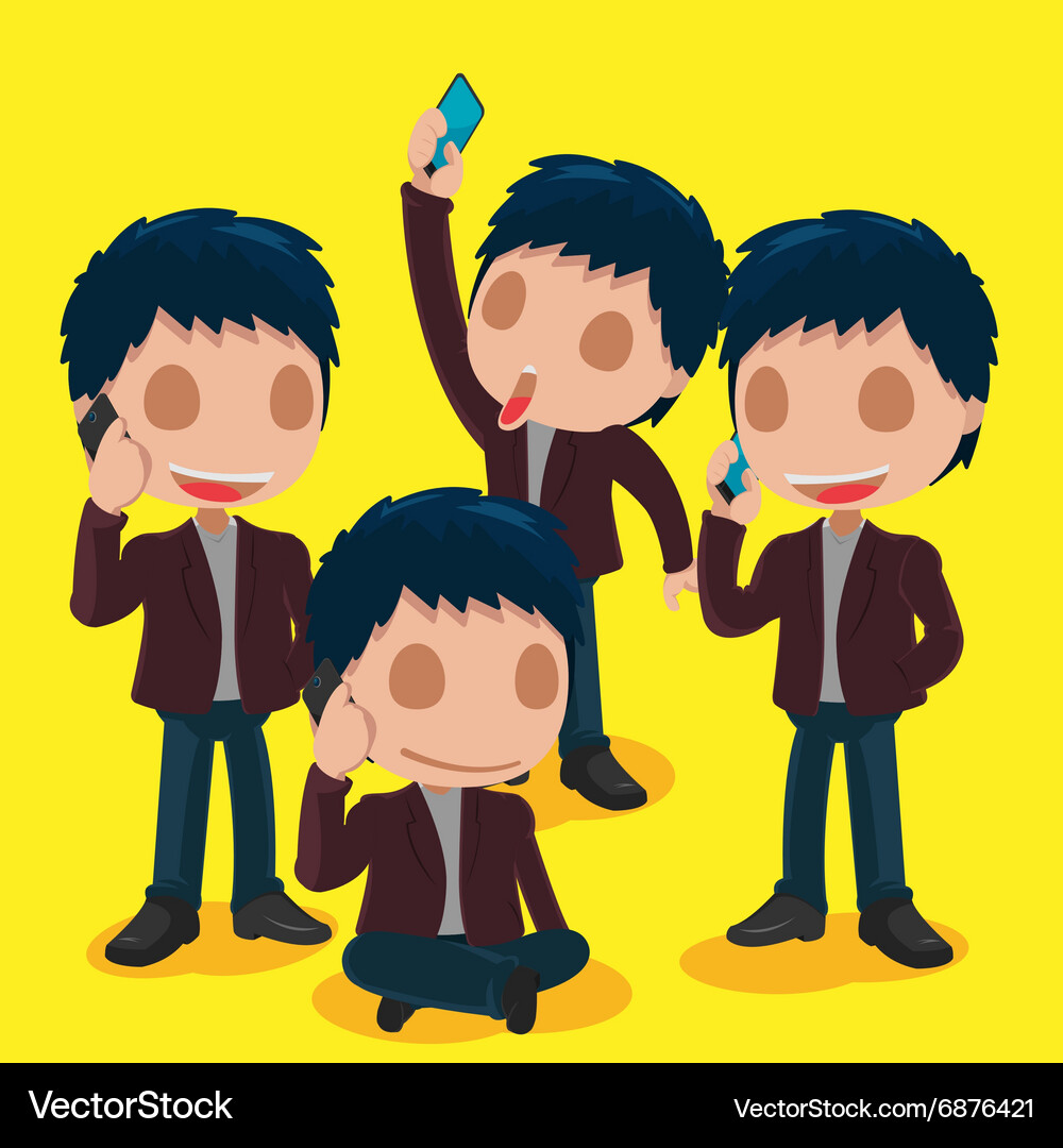Man character call business set Vector Image