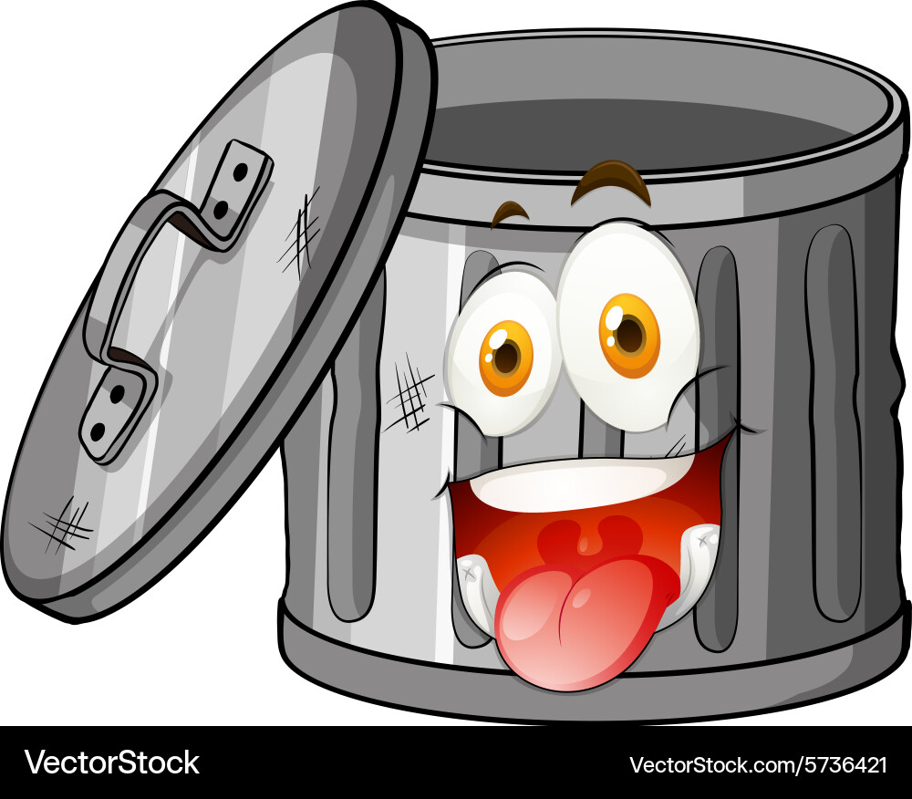 Trashcan with smiling face Vector Image