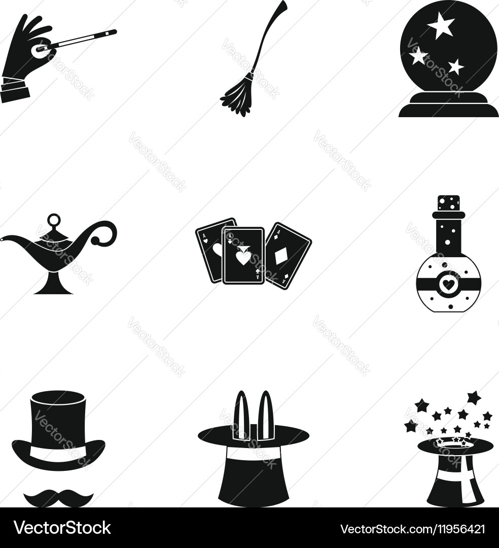 Tricks icons set simple style vector image