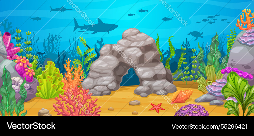 Underwater landscape cartoon game background Underwater landscape cartoon game background vector image