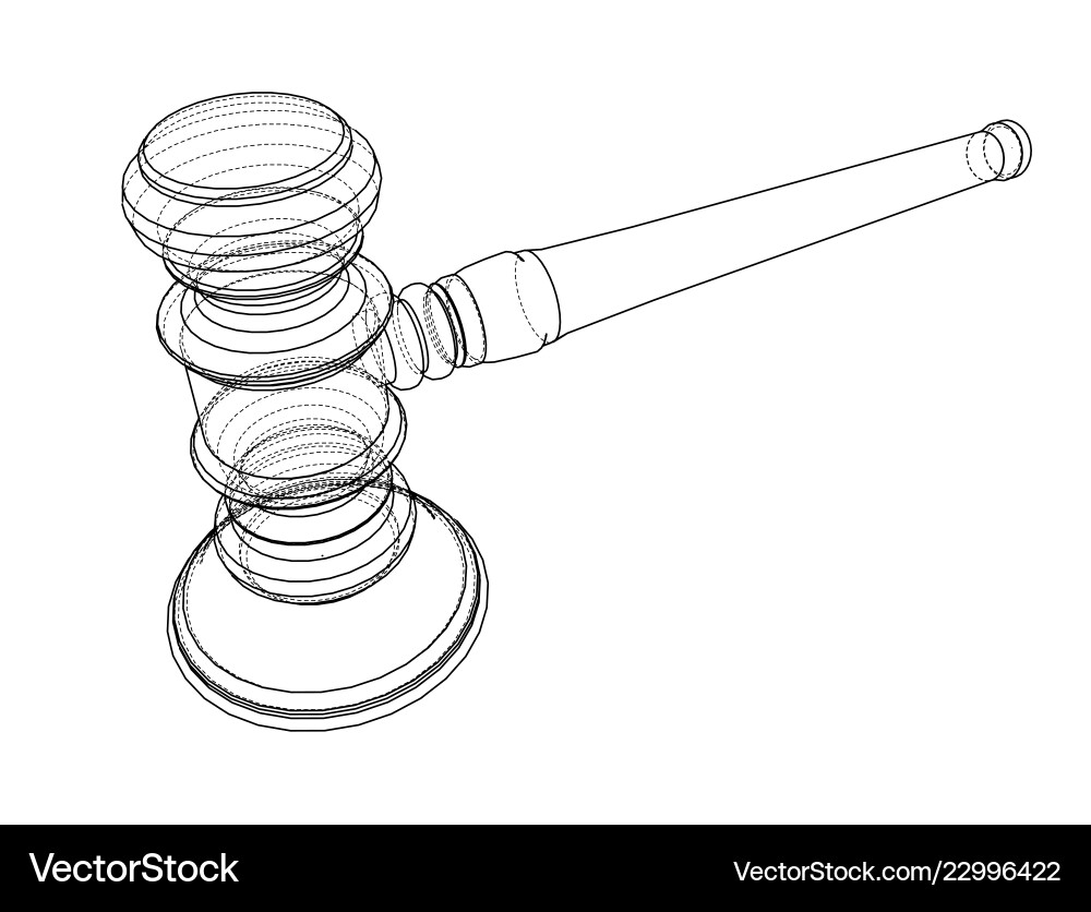3d outline gavel rendering of 3d outline gavel rendering of vector image