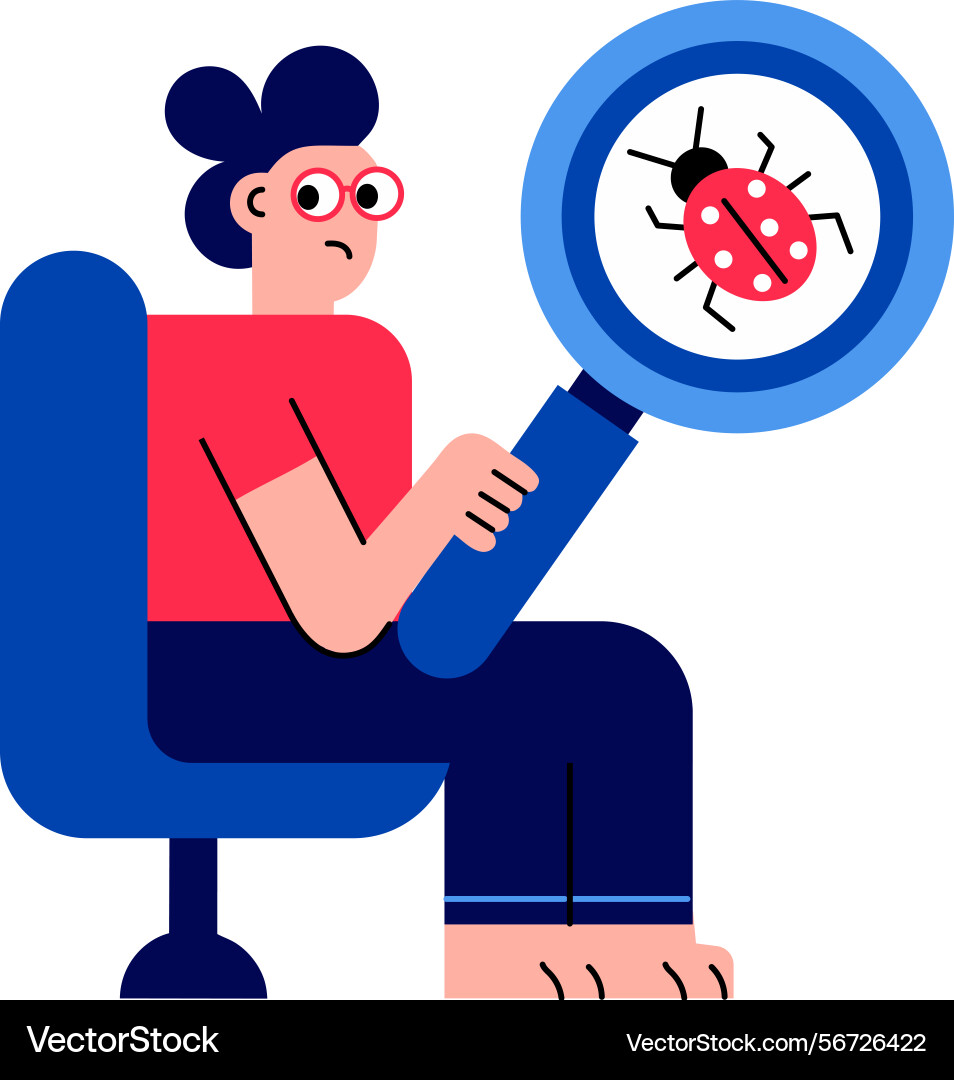 A character find bug flat style Vector Image
