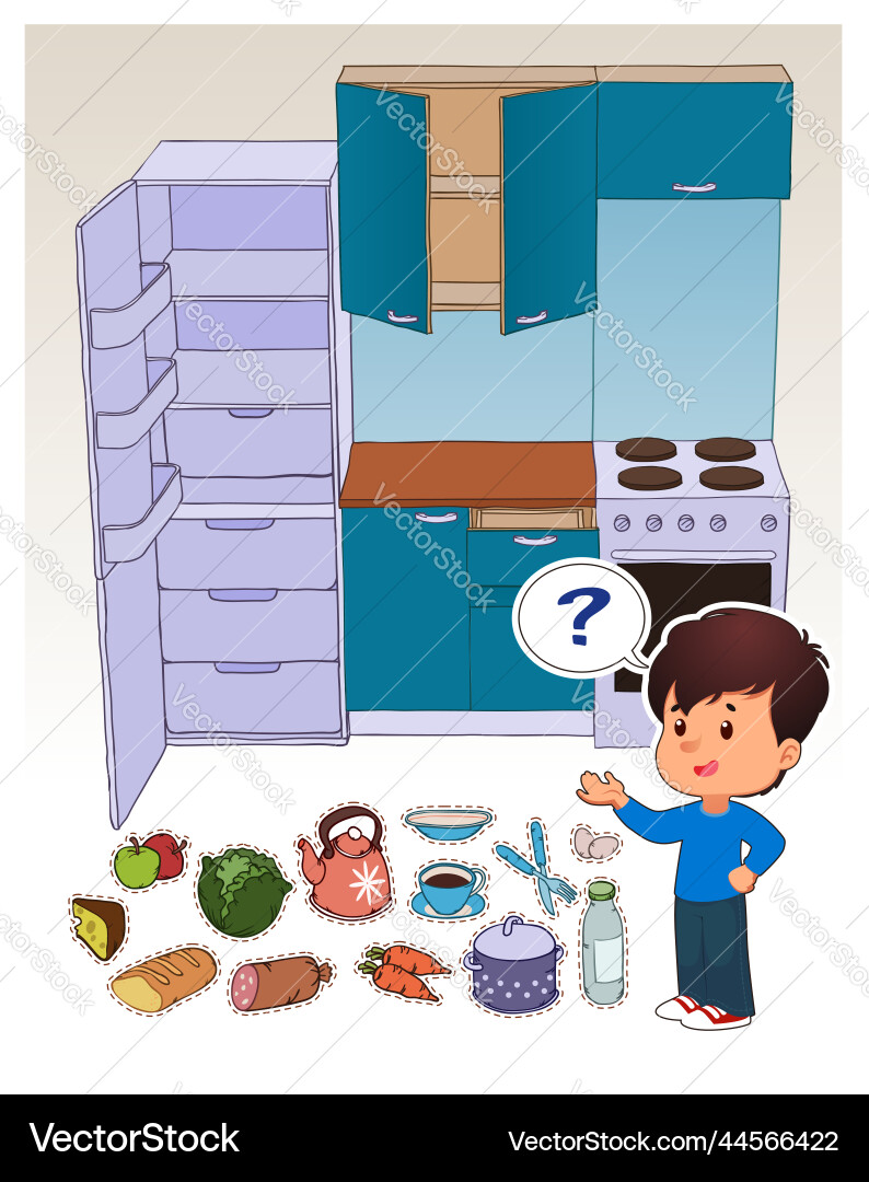 Children's Kitchen Matching Game vector image